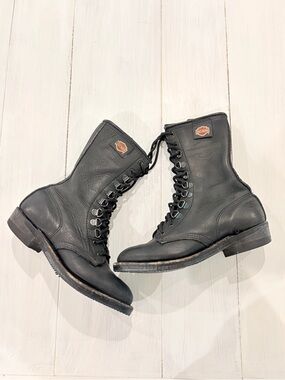 Sold Harley Davidson Lace Up Leather Boots 6